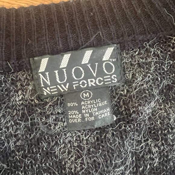 Vintage 90s Grunge "Mohair" Patterned Blue-Purple-Grey Cardigan - Men's XL - Picture 5 of 5